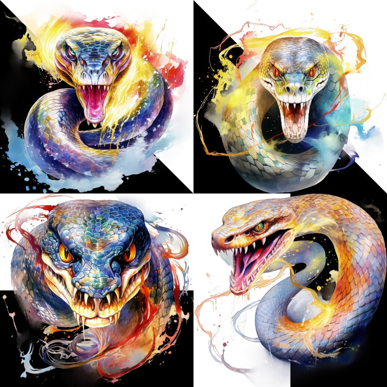 Snake's Electric Slither, Serpent Energy Illustration,vibrant Snake