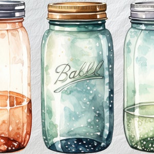 Vantage Einmachglas Aquarell PNG Clipart, rustikales Einmachglas PNG Clipart: digitale Downloads, Vintage Küche Illustrationen, DIY Crafting