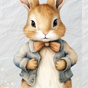 Beatrix Potter Stil Nachdenklich Kaninchen PNG Clipart, Vintage Hase Clipart, Beatrix Potter Stil Kaninchen, Nachdenkliche Illustration