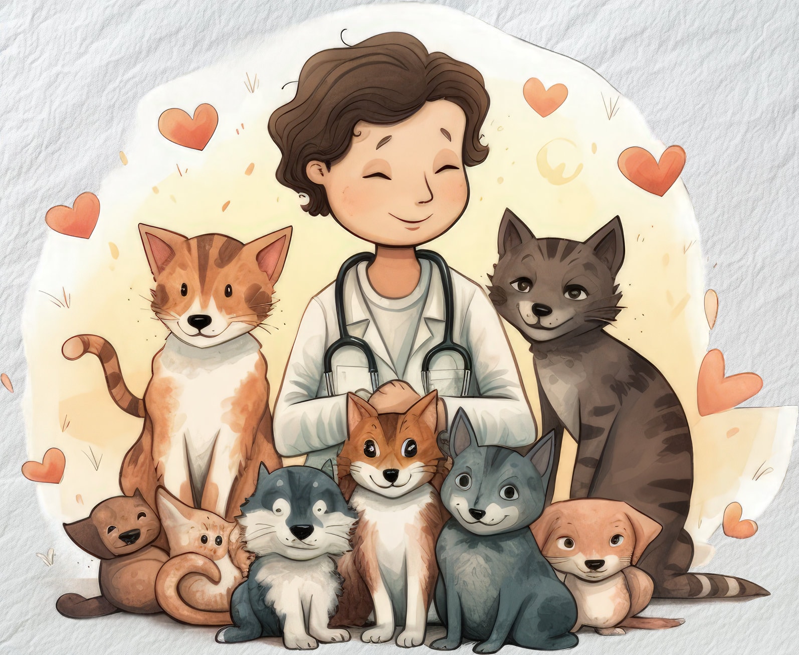Warmhearted Veterinarian Clipart, Compassionate Animal Doctor
