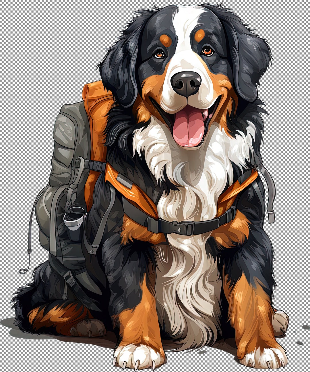 Hiker Bernese Mountain Dog Clipart,mountain Dog Clipart , Mountain Dog