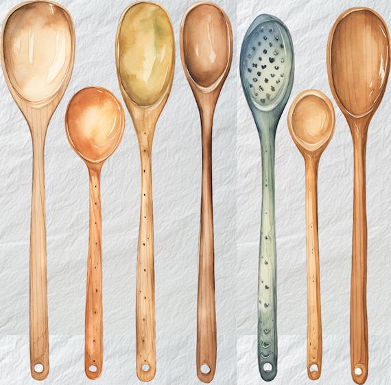 Vantage Wooden Spoons PNG Clipart,vintage Kitchen Utensils