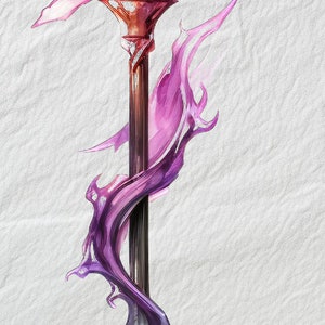 Clipart bâton de sorcier, bâton de sorcier enchanté, clipart baguette de sorcier magique, bâton de sorcellerie lunatique, sorcier mystique Clip Art