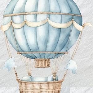 Montgolfière vintage jouet avec grand panier vide PNG Clipart, graphiques de ballon, décoration de chambre rétro, clipart montgolfière vintage