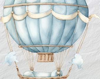 Toy Vintage Hot Air Balloon with Big Empty Basket PNG Clipart,  Balloon Graphics, Retro Room Decor, Vintage Hot Air Balloon Clip Art