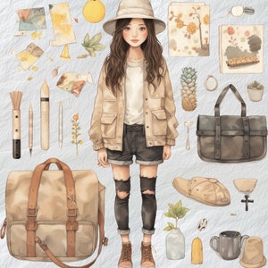 Fashion-forward Jugend Trend Clipart, fashion-forward Bild der Jugend, trendige Mode, Teen in Style Silhouette, digitaler Aufkleber für die Tastatur
