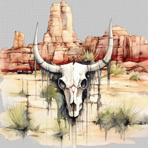 Désert d’aquarelle lâche avec cactus et roches Clipart, Cactus, roches et paysage aride Clip Art, Clipart aquarelle du désert du sud-ouest