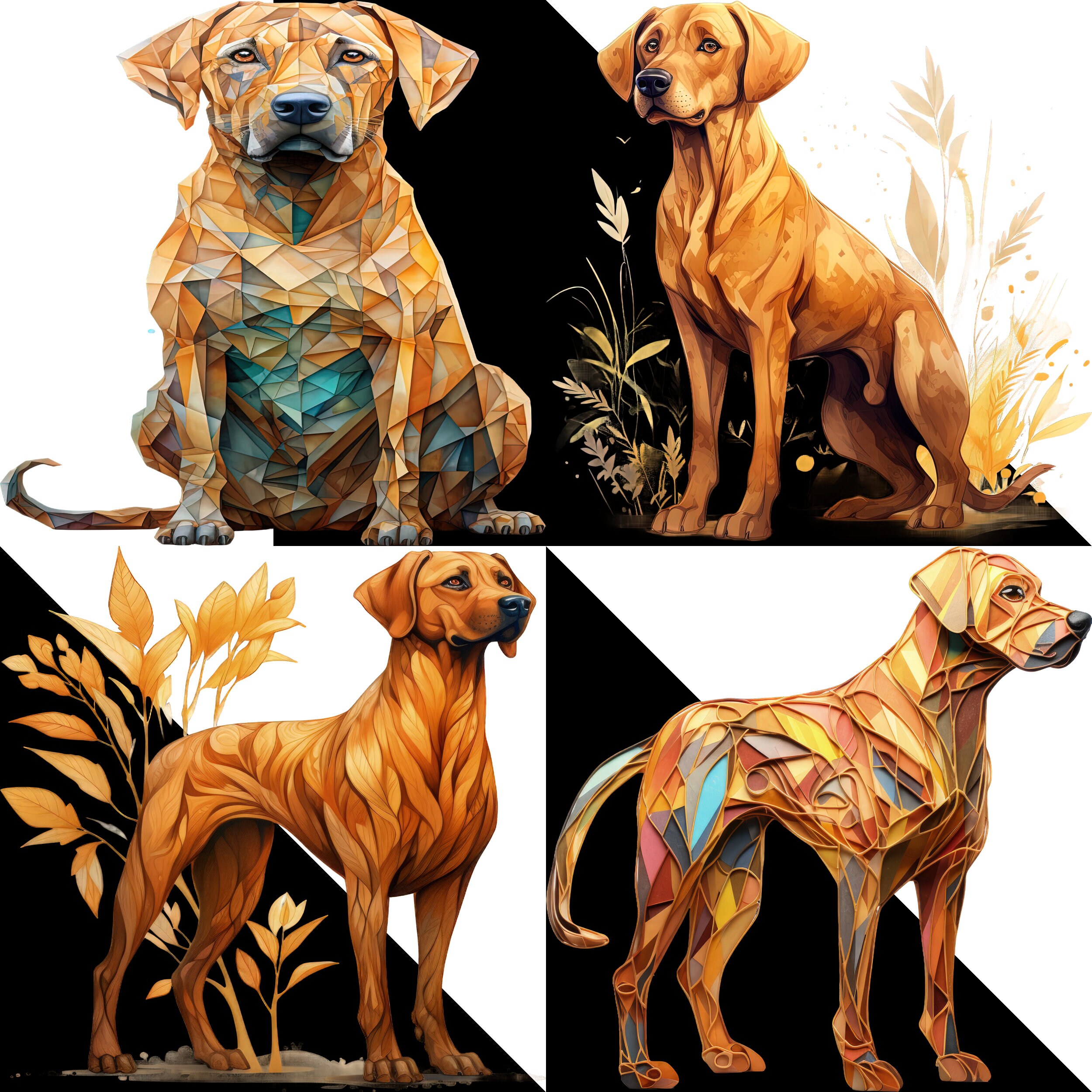 Mysterious Rhodesian Ridgeback Clipart, Glowing Spine Clipart, Mystical ...