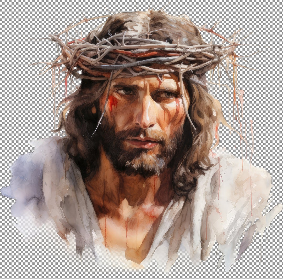 Jesus With Crown of Thorns Watercolor Clipart, Wall Art for Quotes ...