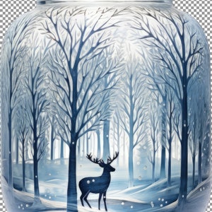 Glas Jar und ruhige Winterszene Clipart, Wandkunst für über dem Bett, Designs für Vision, Designs für Stoff, Kunst für Website, Png-Design