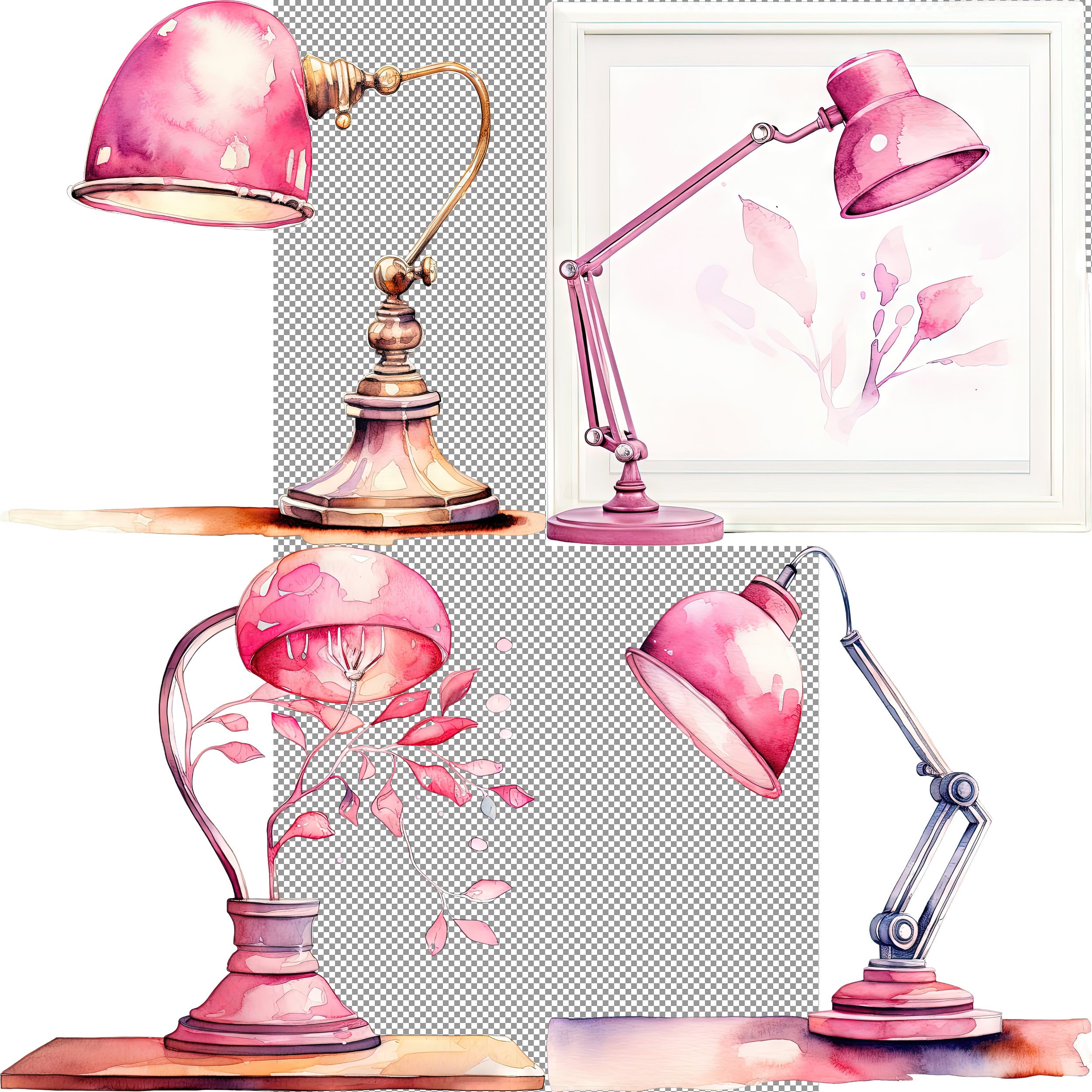 Cute Desk Lamp Watercolor Art Wall Art for Mens Office Etsy