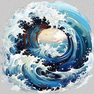 Clipart delle onde dell'oceano dell'acquerello, bundle PNG delle onde dell'acquerello, PNG delle onde del mare, Clipart delle onde, raccolta PNG delle onde dell'acquerello nautico.