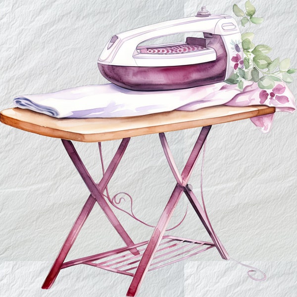 Vantage Ironing Boards PNG Clipart, Rustic Ironing Room Graphics, Laundry Day Clipart Set, Old-Fashioned Laundry Tools