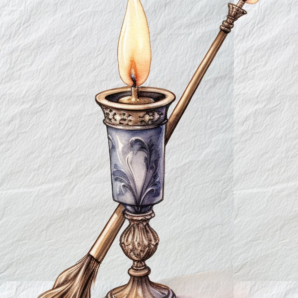 Vantage Candle Snuffer Homemaking on White Background PNG Clipart,Classic Candle Snuffer, Vintage Home Decor, Snuffing Candle Clipart Set