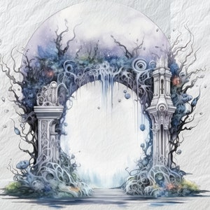 Mystisches Portal Clipart, Mystisches Portal der Magie, Fantasy Tor Clipart, wunderliche Fantasy Tür, verspielte verzauberte Tor Grafik