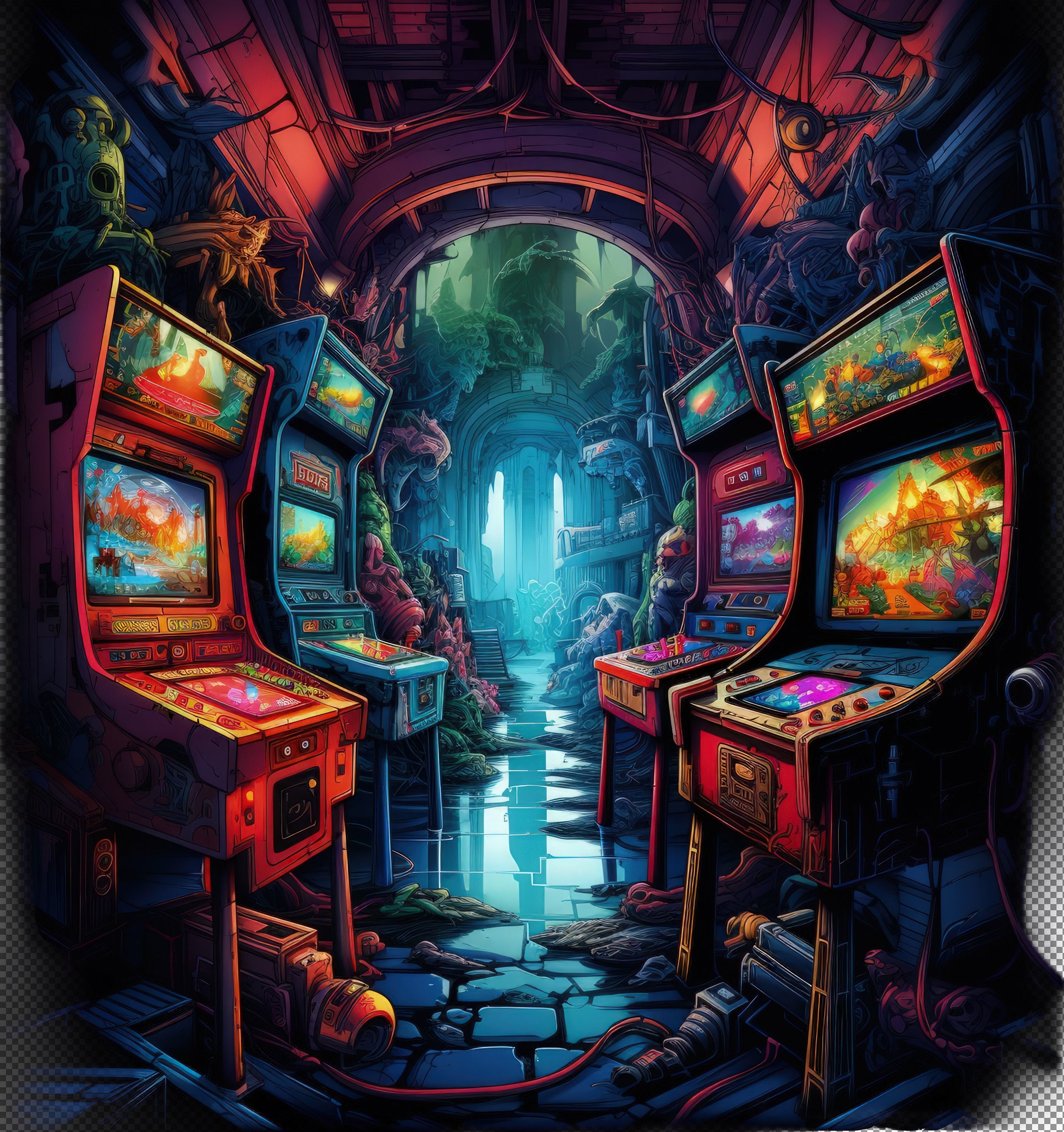Retro Game Arcade Clipart, Nostalgia Arcade Clipart Set