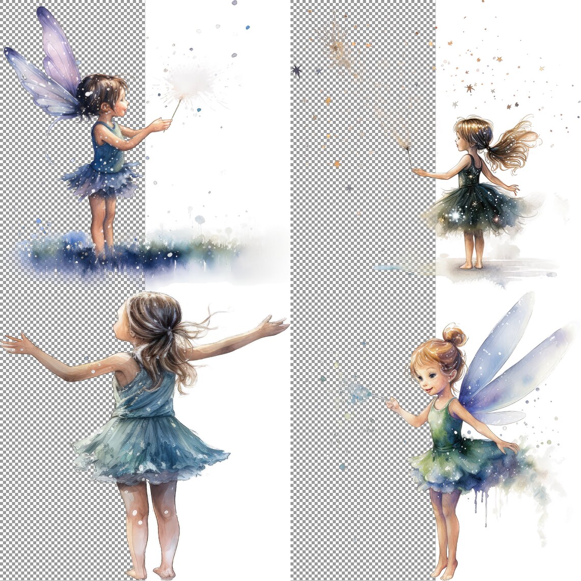 Pixie Dust Sprinkle Watercolor Clipart, Digital Sticker for Acrylic