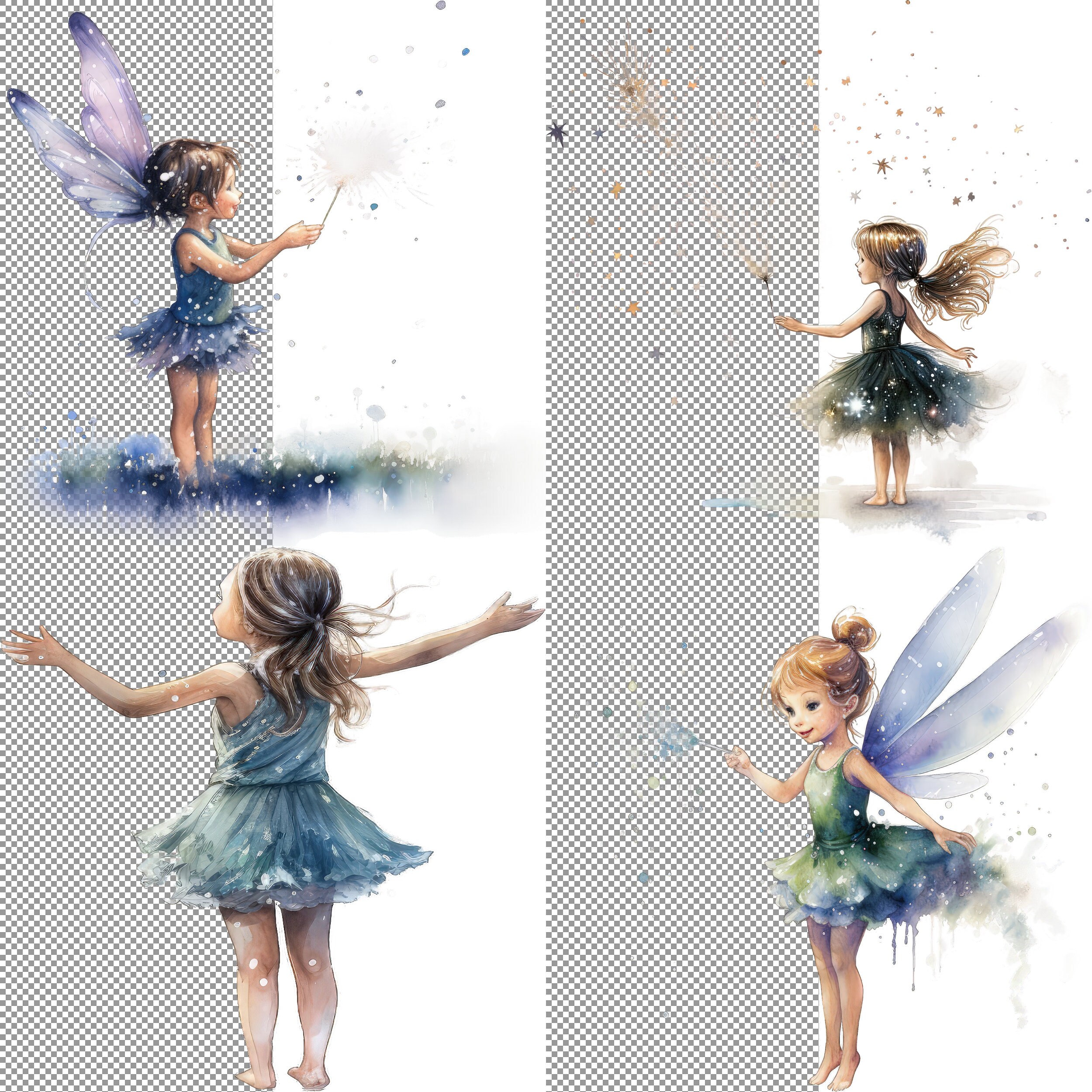 Pixie Dust Sprinkle Watercolor Clipart, Digital Sticker for Acrylic