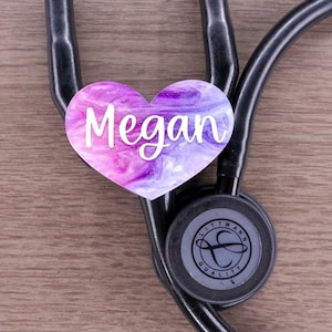 Custom Heart Stethoscope Tag | Personalized Nurse Gift | Stethoscope Charm for RN, NP, or MD