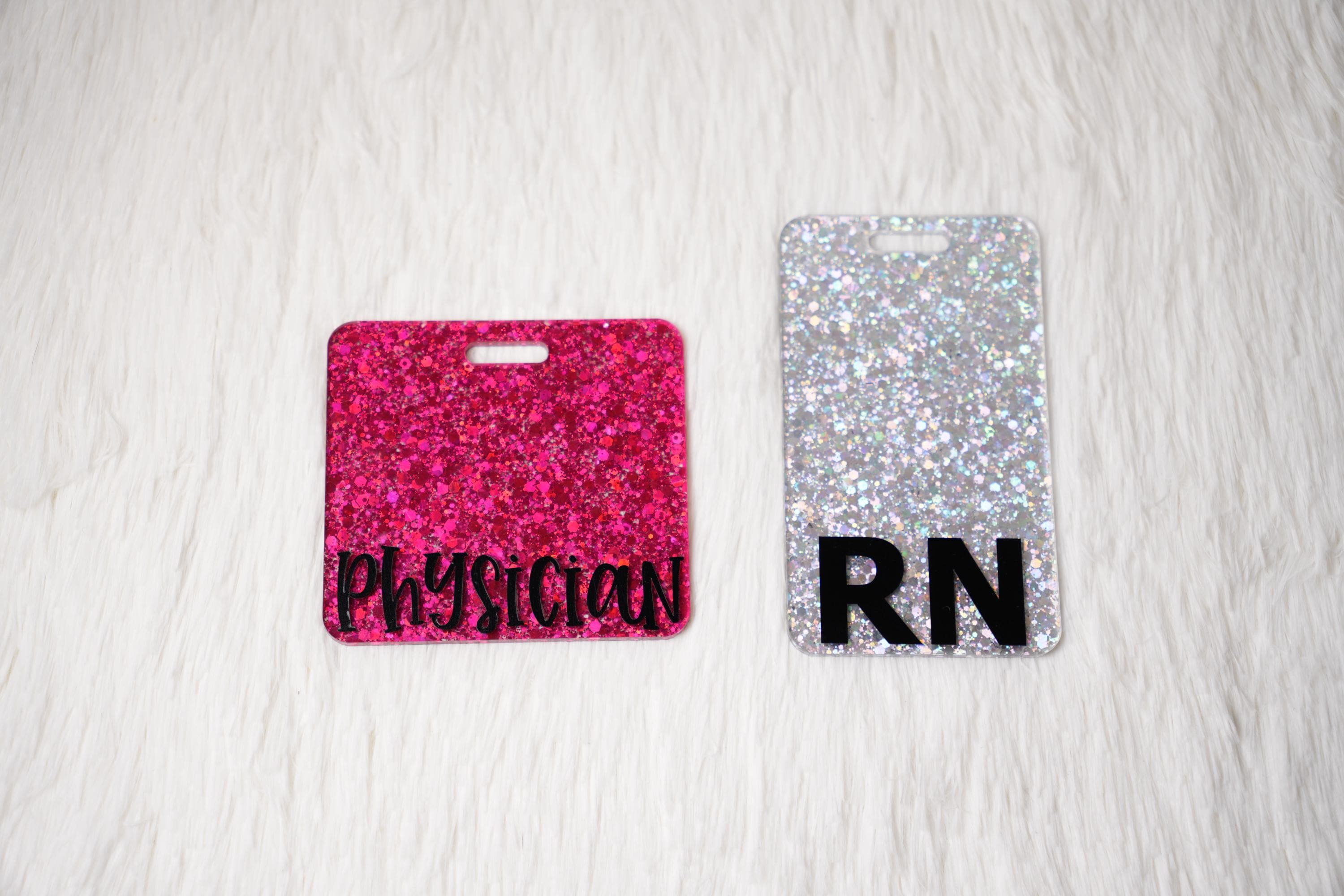Personalized Black Letter Acrylic Badge Buddy - Nurse ID Accessory