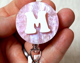 Glitter Initial Badge Reel: Custom Acrylic Nurse/Teacher Accessory