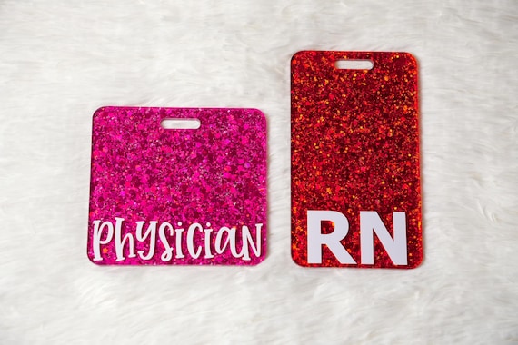 Glitter Badge Buddy: RN Nurse Gift, Acrylic Badge Reel Accessory
