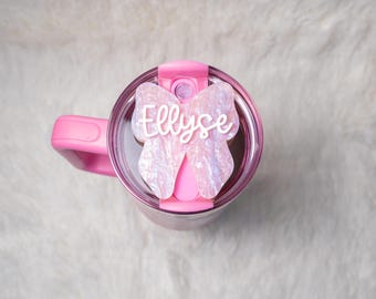 Personalized Stanley Cup Bow Name Plate: Tumbler Accessory