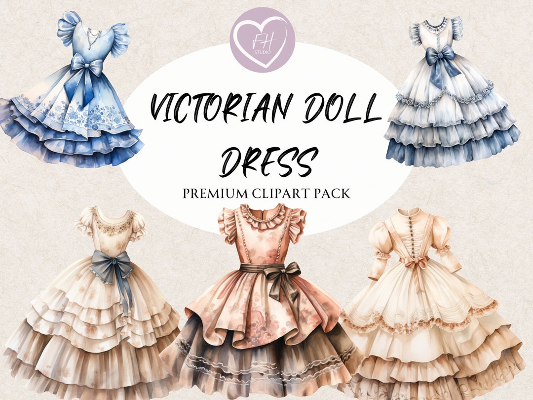 Victorian Doll Dress Clipart for Commercial Use Transparent PNG Premium