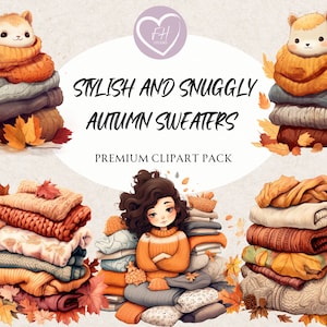 Autumn Sweaters Clipart for commercial use Transparent PNG premium Fall Sweaters clipart Fall Autumn Cozy fall-inspired design elements