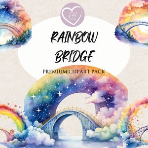 Rainbow bridge Clipart Watercolor Clipart for commercial use Transparent PNGs premium colorful bridge clipart for Junk Journal, Invitations