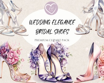 Bridal Shoes Clipart Watercolor Clipart for commercial use Transparent PNG premium Wedding Shoes clipart for Junk Journal, Invitations