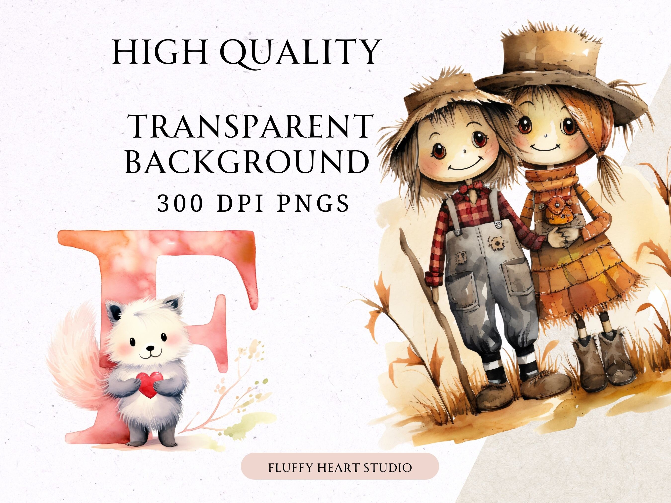 Mr & Mrs Scarecrows Clipart for Commercial Use Transparent PNG Premium
