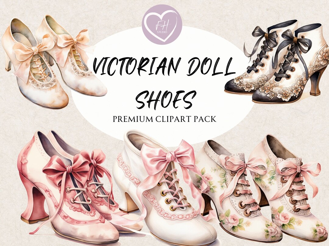 Victorian Doll Shoes Clipart for Commercial Use Transparent Etsy