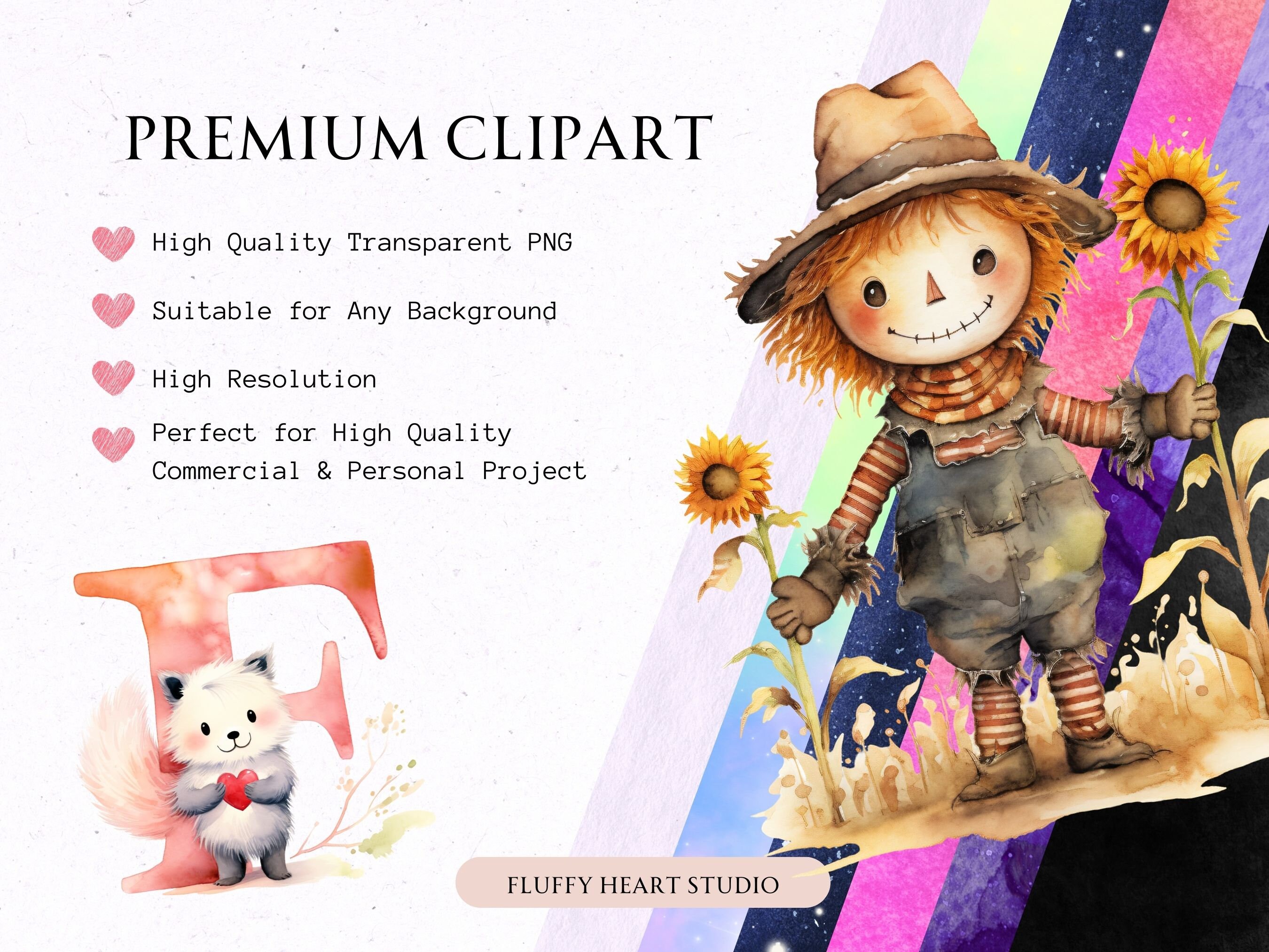 Mr & Mrs Scarecrows Clipart for Commercial Use Transparent PNG Premium