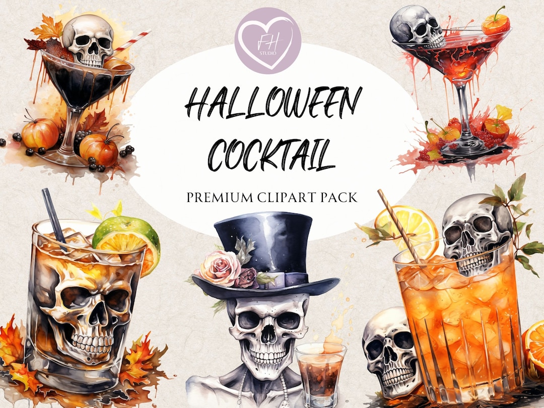 Halloween Cocktail Clipart Watercolor Clipart for Commercial - Etsy