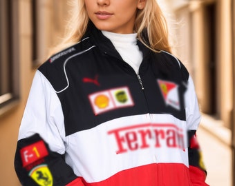 vintage veste F1, veste Ferrari, Formule 1, veste pilote de course, Old school, rallye, veste voiture veste street style Veste adulte non-sexe