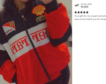 Logo ricamato personalizzato di alta qualità Giacca vintage F1, Formula Uno, Giacca pilota da corsa, Giacca Ferrari, Giacca per adulti neutrale rispetto al genere