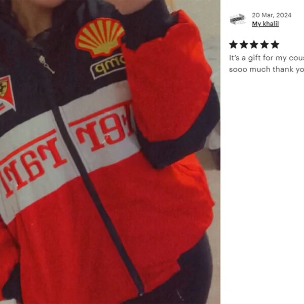 Veste F1 vintage avec logo brodé de haute qualité, Formule 1, Veste pilote de course, Veste Ferrari, Veste adulte non-sexe