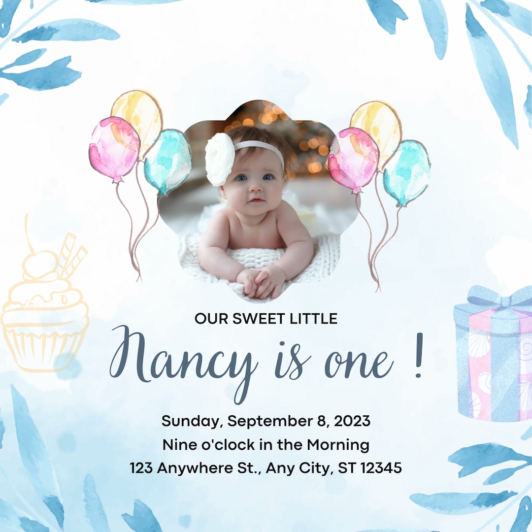 Customize Digital Birthday Invitation Card,digital Wedding Template
