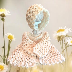 Crochet Baby Sweater Set: Ivory Cardigan & Bonnet (6-12 Months