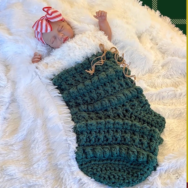 Crochet Christmas Stocking | Newborn Photo Prop, Keepsake (0-3 Month)