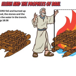 Elijah and the Prophets of Baal Bible Craft for Kids, Sunday School Craft, Homeschool, Coloring pages, Bible Story Craft, Bible Lesson