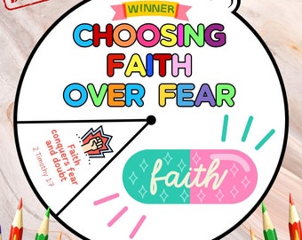 Faith over Fear Scripture Coloring Wheel, Bible Lesson for Kids, Games, Kids Bible Lesson, Worksheets Kids, Sunday School Lesson, Activity