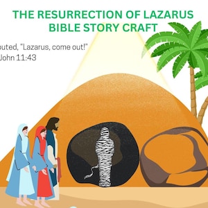 The Resurrection of Lazarus Bible Craft for Kids, Miracles of Jesus, Sunday School Craft, Homeschool Craft, Miracles of Jesus, Lazarus Craft