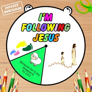 Following Jesus Kids Lesson, Coloring Wheel, Printable Bible Activity, Kids Bible Lesson, Memory Game, Sunday School, Kids Craft, Song