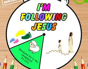 Following Jesus Kids Lesson, Coloring Wheel, Printable Bible Activity, Kids Bible Lesson, Memory Game, Sunday School, Kids Craft, Song