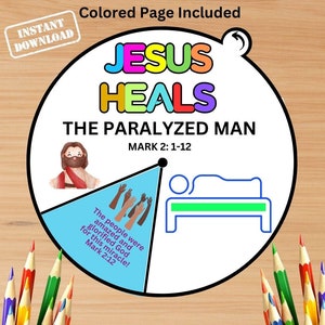 Jesus Heals a Paralyzed Man Bible Craft for Kids, Miracles of Jesus, Sunday School Craft, Homeschool, Bible Story, Lessons for Kids