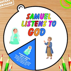 Deus chama Samuel - Artesanato Bíblico para Crianças, O Senhor chama Samuel, Artesanato para Escola Dominical, Crescendo em Deus, Download Digital, 1 Samuel 3, Para Imprimir