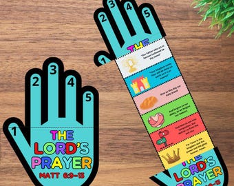 El Padre Nuestro / Manualidad para niños sobre cómo orar / Lección bíblica para la escuela dominical / Actividad para aprender a orar / Mano de oración con 5 dedos / Sorpresa plegable