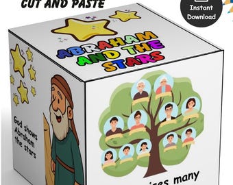 Abraham and the Stars Cube Bible craft, Promise to Abraham and Sarah, Father Many Nations, Sunday School, Sunday Activities, Cut and Paste